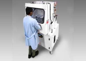 High pressure spray glove box washer with 22" diam. turntable and 250 lbs. weight capacity