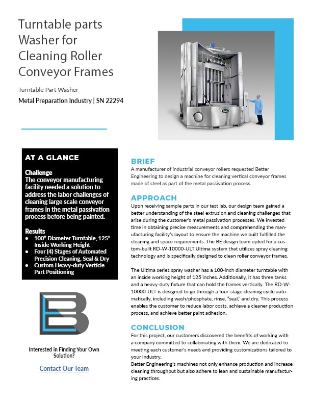 BE Case Study 22294 Cleaning Conveyor Parts