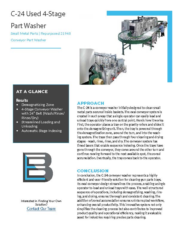 C-24 Used Conveyor Part Washer Specification Sheet